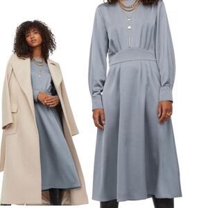 Giuliva Heritage XH&M dusky Blue Satin Crepe Long Sleeves Dress S